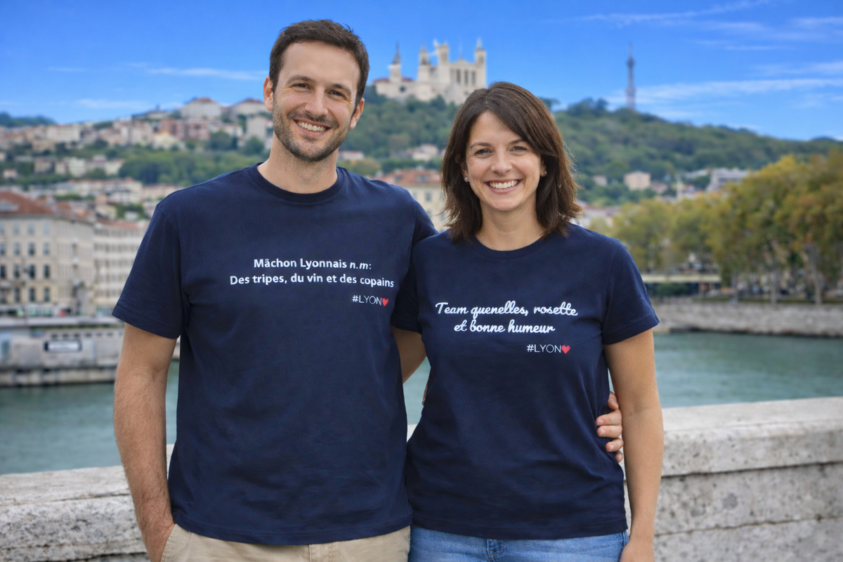 couple tee-shirts Lyon gastronomie collection lyonnaise